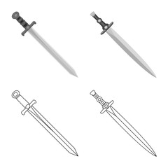 Vector design of game and armor icon. Set of game and blade stock symbol for web.