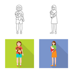 Isolated object of character and avatar icon. Collection of character and portrait vector icon for stock.