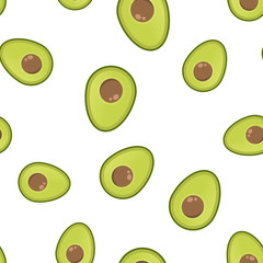 Avocado seamless pattern. Flat vector illustration texture pattern.