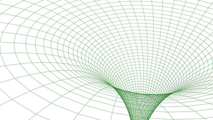 Black hole in wireframed green grid - 3D rendering illustration