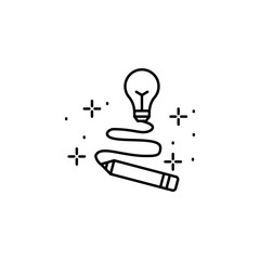 Creative, pencil, light bulb icon. Element of genius icon. Thin line icon