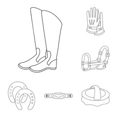 Vector illustration of horseback and equestrian sign. Collection of horseback and horse stock vector illustration.