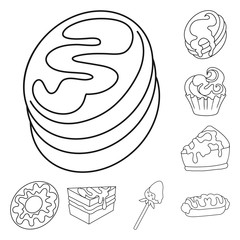 Vector design of sweet and product sign. Set of sweet and caramel stock vector illustration.