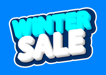 Winter Sale, poster design template, isolated sticker, discount banner, vector illustration