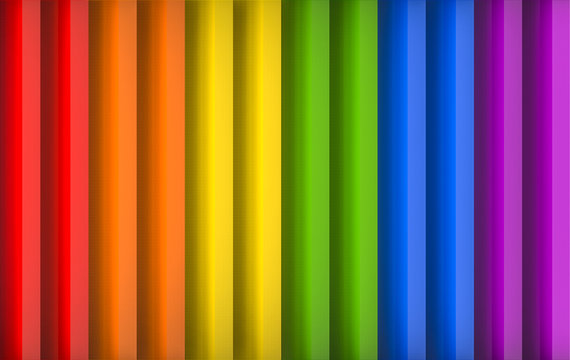 3d rendering. Parallel LGBT vertical ranbow panel wall design background.