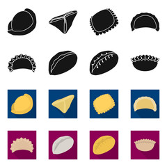 Vector illustration of products and cooking icon. Set of products and appetizer stock symbol for web.