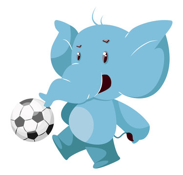 Elephant with football illustration vector on white background.