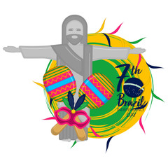 Brazil independence day illustration with a Christ redeemer - Vector
