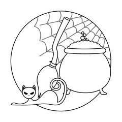 cauldron and icons halloween design