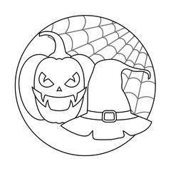 halloween pumpkin traditional with witch hat