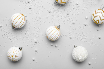 Beautiful Christmas balls on light background