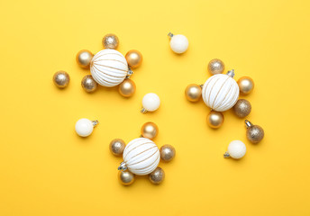 Beautiful Christmas composition on color background