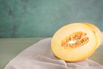 Sweet ripe melons on table