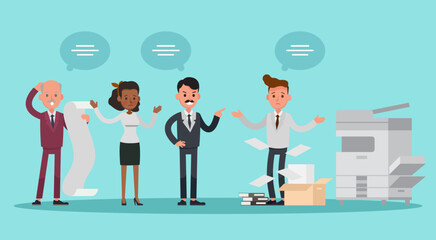 business people working in office vector character design no31