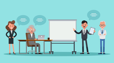 business people working in office vector character design no36