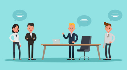 business people working in office vector character design no38