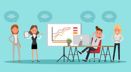business people working in office vector character design no53