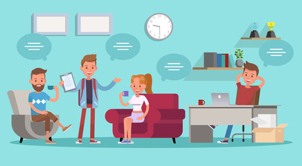 business people working in office vector character design no55
