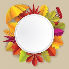 Autumn frame, vector illustration in paper art style