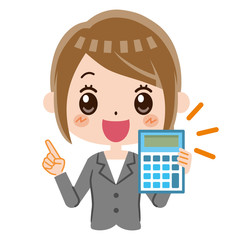 ビジネスウーマン　電卓