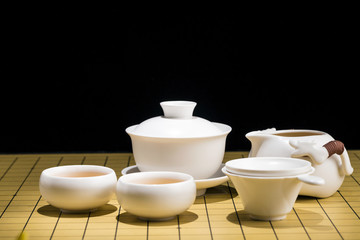 Tea set on the chessboard