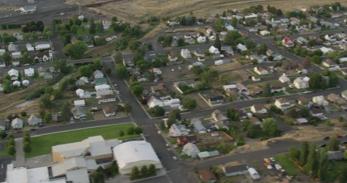 Helicopter aerial shot of Washington suburbs, drone 