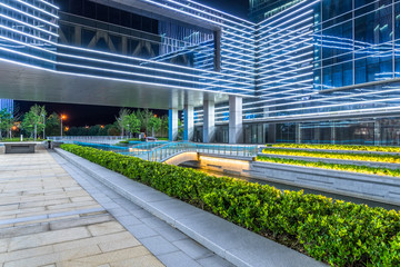 empty brick road near by office building, china.