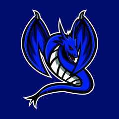 tribal tattoo of dragon. blue dragon mascot logo. dragon e sport gaming logo