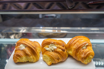 Delicious cream cheese croissant for sale at pastry shop