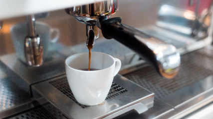 black coffee morning on coffee maker