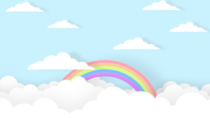 Abstract kawaii Colorful Sky rainbow background. Soft gradient pastel Comic graphic. Concept for wedding card design or presentation