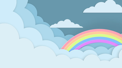 Abstract kawaii Colorful Sky rainbow background. Soft gradient pastel Comic graphic. Concept for wedding card design or presentation