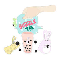Boba milk tea logo
