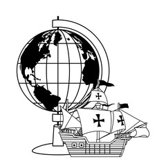 retro world map with ship navigation
