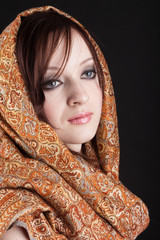 Girl in a scarf portrait