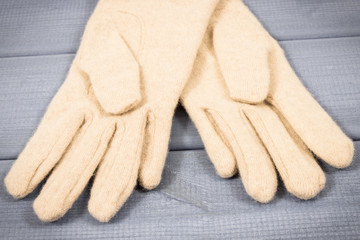 Gloves using in autumn or winter, warm apparel for woman concept