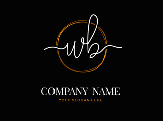 W B WB Initial handwriting logo design with circle. Beautyful design handwritten logo for fashion, team, wedding, luxury logo.