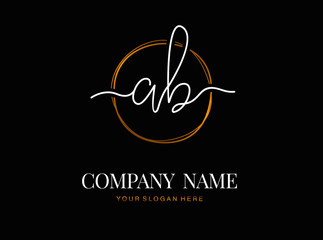 A B AB Initial handwriting logo design with circle. Beautyful design handwritten logo for fashion, team, wedding, luxury logo.