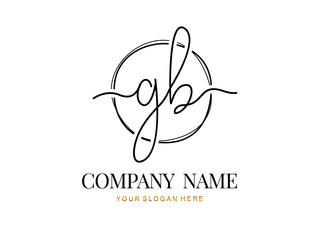 G B GB Initial handwriting logo design with circle. Beautyful design handwritten logo for fashion, team, wedding, luxury logo.