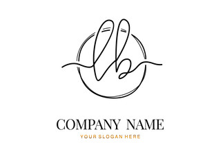 L B LB Initial handwriting logo design with circle. Beautyful design handwritten logo for fashion, team, wedding, luxury logo.