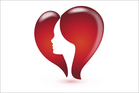 Woman beauty fashion in a heart logo vector image