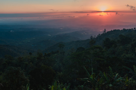 Beautiful mountain view at sunset