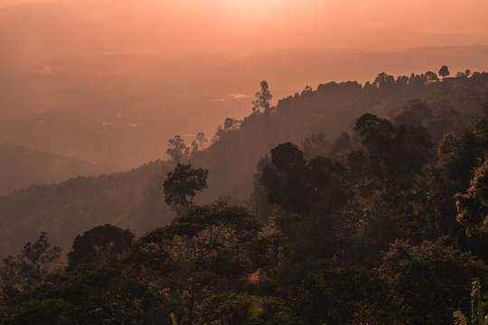 Beautiful mountain view at sunset