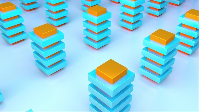 3d rendering isometric color tiered pillars. The concept of the city. Computer generated abstract backdrop imitation of many buildings