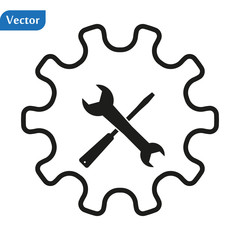 Settings and Repair icon. Flat design, on the white background. Illustration design Vector.