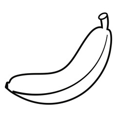 Single banana vector illustration in black and white.