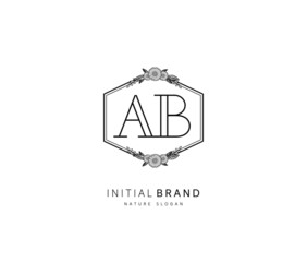 A B AB Beauty vector initial logo, handwriting logo of initial signature, wedding, fashion, jewerly, boutique, floral and botanical with creative template for any company or business.