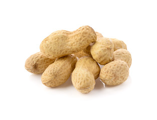 Dried peanuts isolated on white.