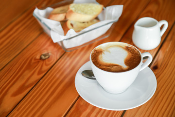 latte coffee with bread for healthy eating food 