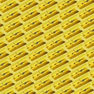 Yellow Clothes Peg Pattern on Yellow